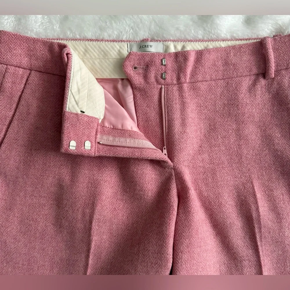 J.Crew Café Capri Pants Pink Herringbone Wool Cropped Trousers